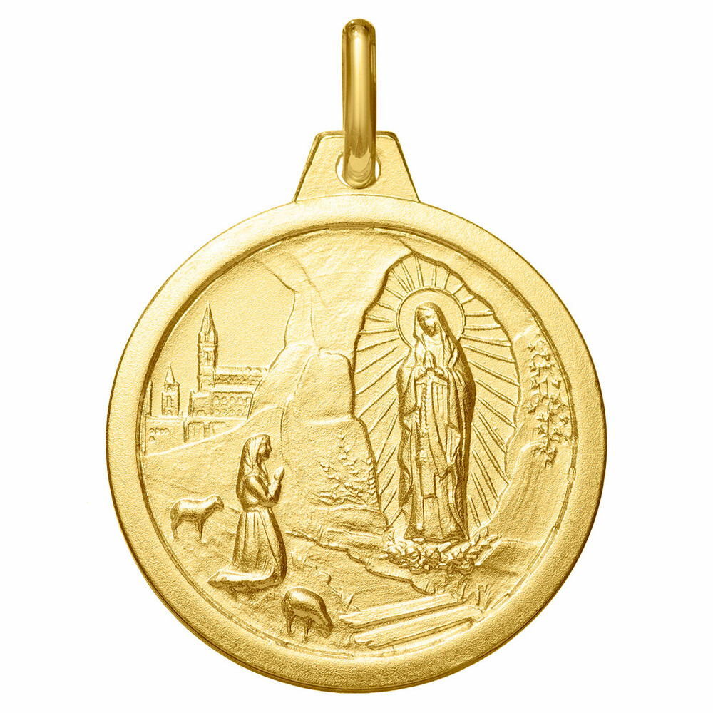 Photo de Médaille Vierge de Lourdes - Or jaune 18ct