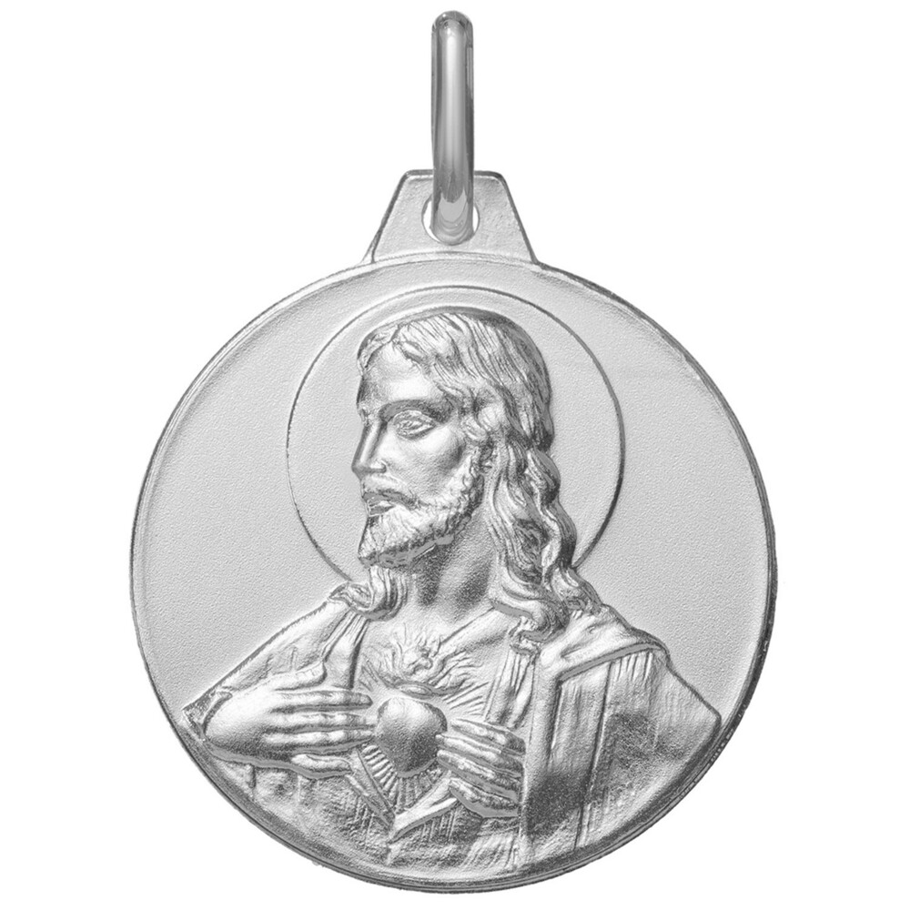Photo de Médaille Christ Sacré Coeur - Argent massif