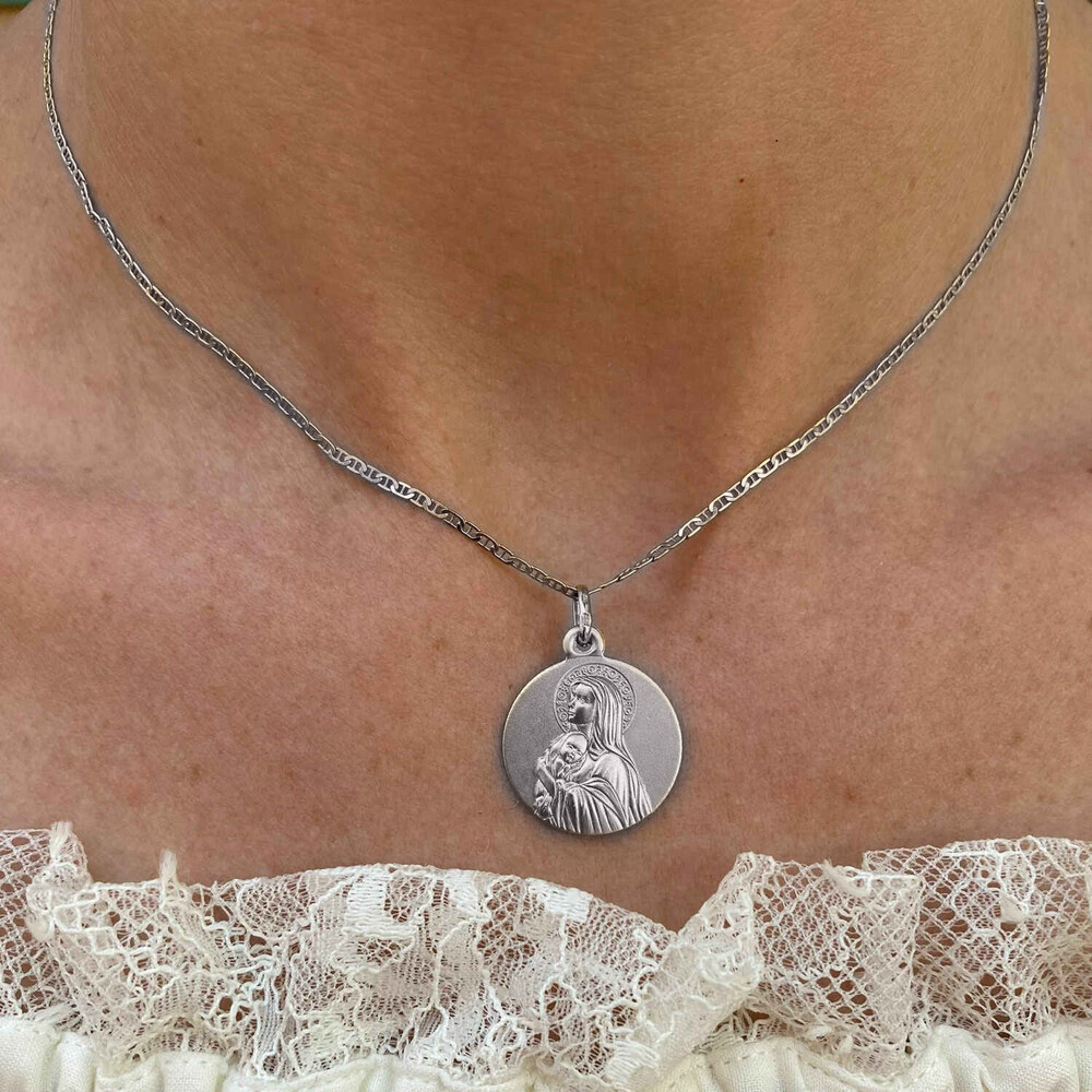 Photo de Médaille Vierge mère du créateur - Or blanc 18ct 