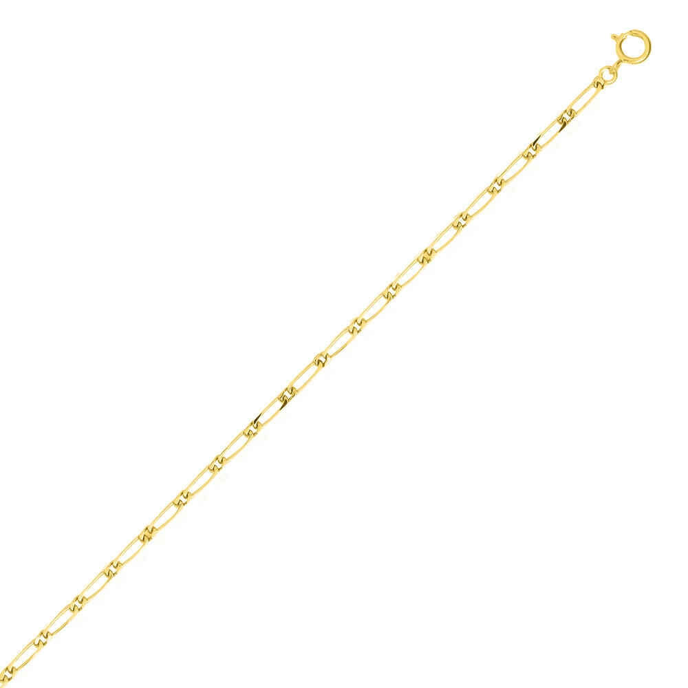 Photo de Chaine gourmette cheval alternée - Or jaune 18ct