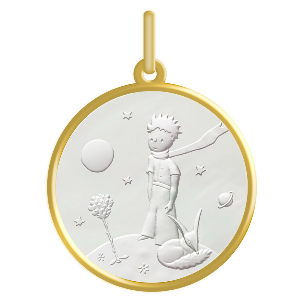 Photo de Médaille Petit Prince sur la lune - Or jaune 18ct & Nacre