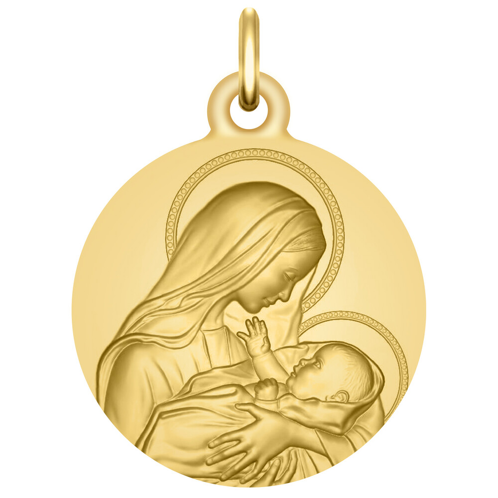 Photo de Médaille Vierge à l'enfant - Amour Maternel - Or jaune 9ct