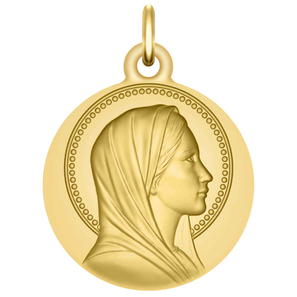 Photo de Médaille Vierge perlée - Or jaune 18ct