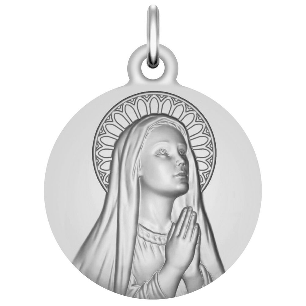 Photo de Médaille Vierge en prière auréolée - Argent massif