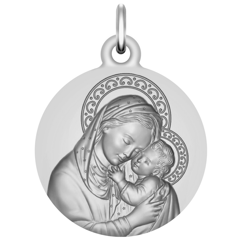 Photo de Médaille Vierge à l'enfant de Botticelli - Or blanc 18ct