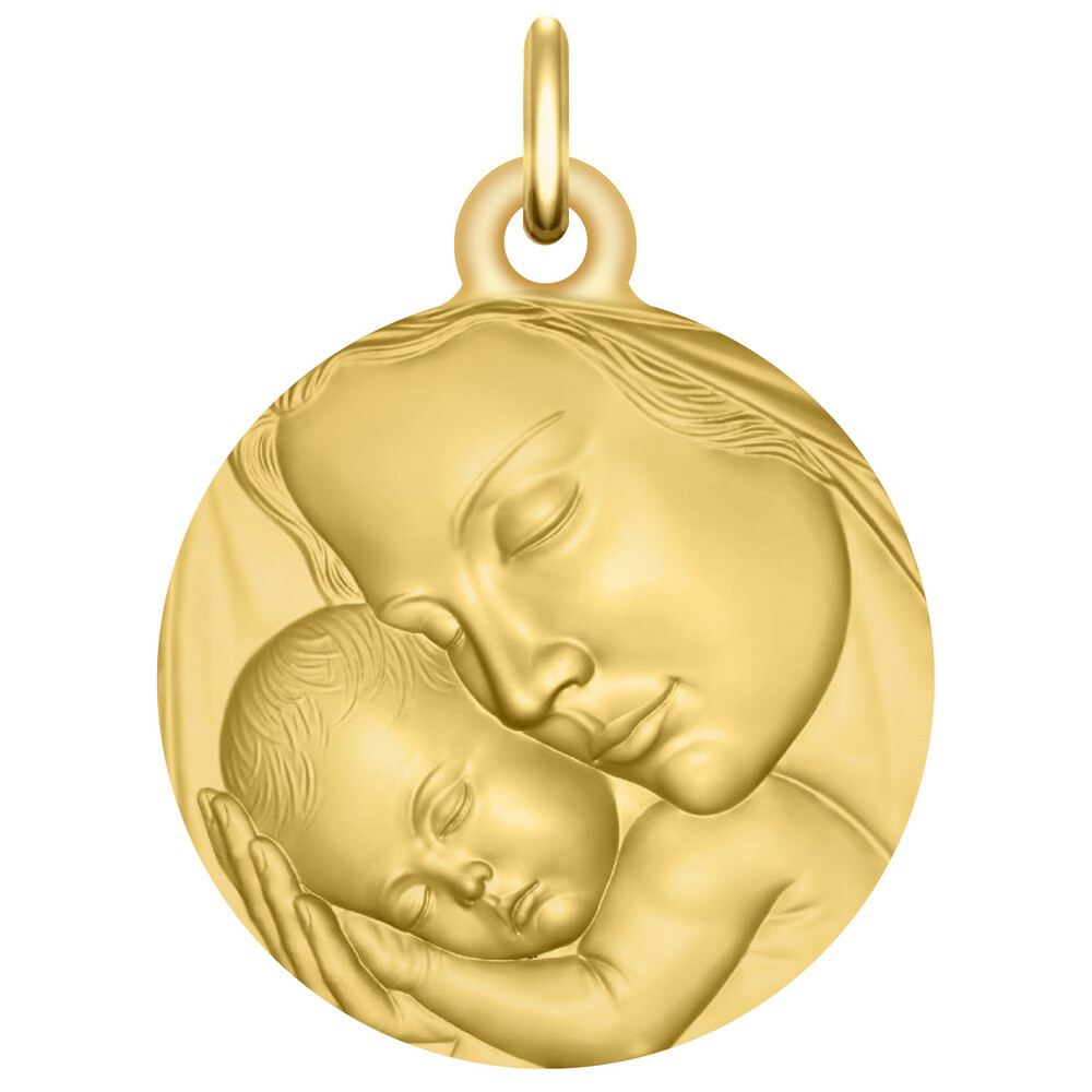 Photo de Médaille Vierge à l'enfant douceur - Or jaune 9ct