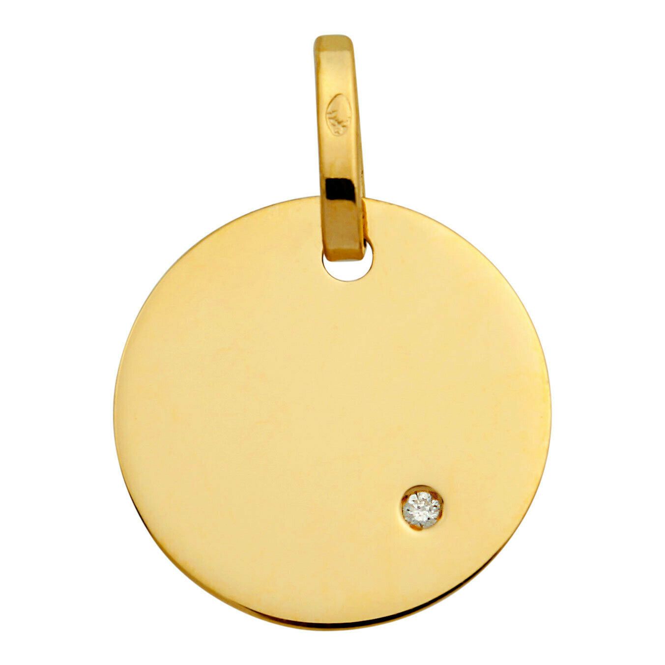 Pendentif Ancien Plaqué Or – Solitaire Cristal Diamant – Bijou Vintage 5804