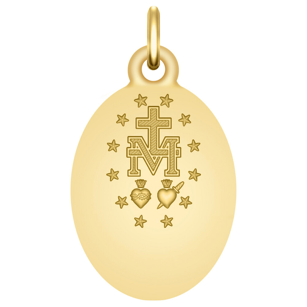 Photo de Médaille Vierge Miraculeuse personnalisable - Or jaune 18ct