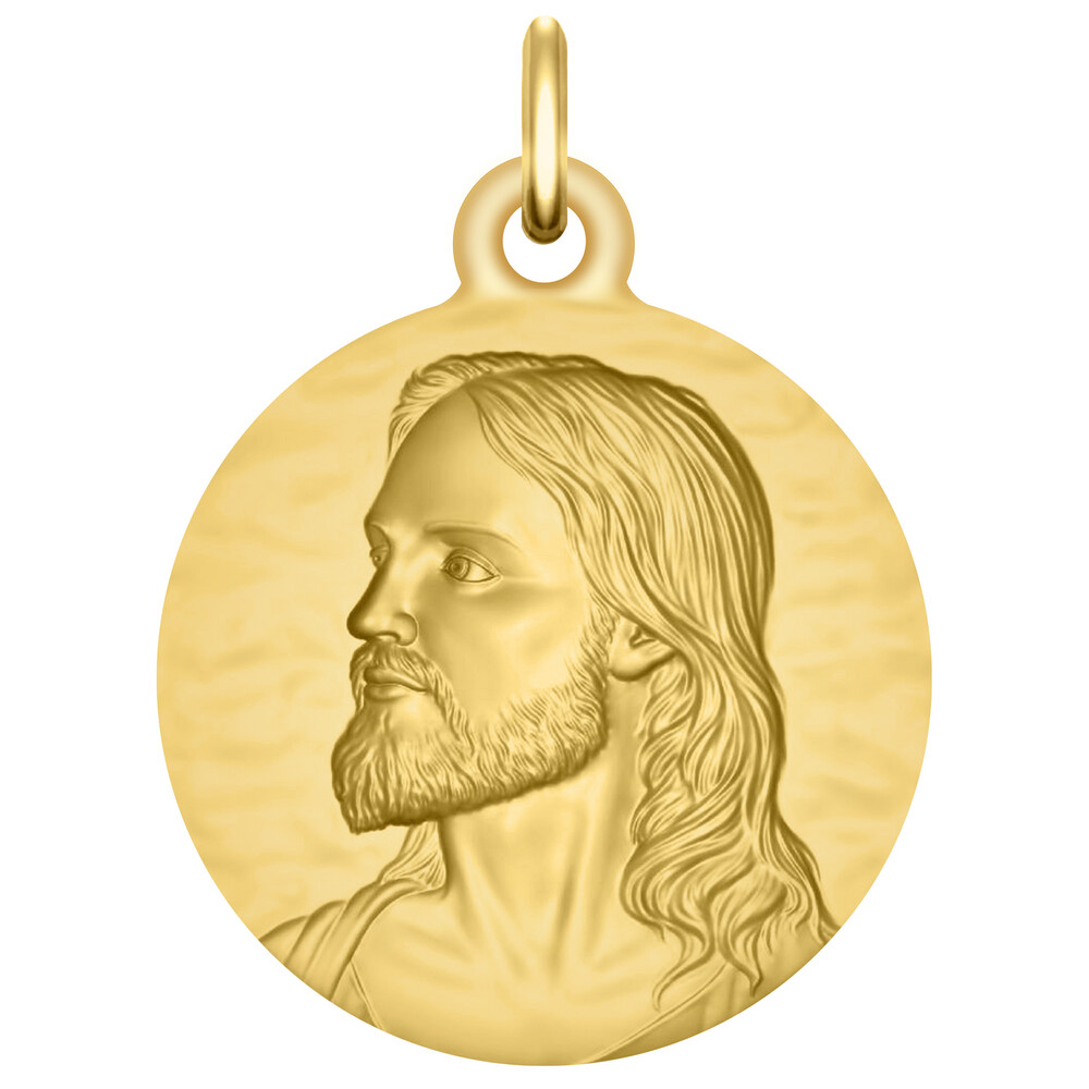Photo de Médaille du Christ martelée - Or jaune 18ct
