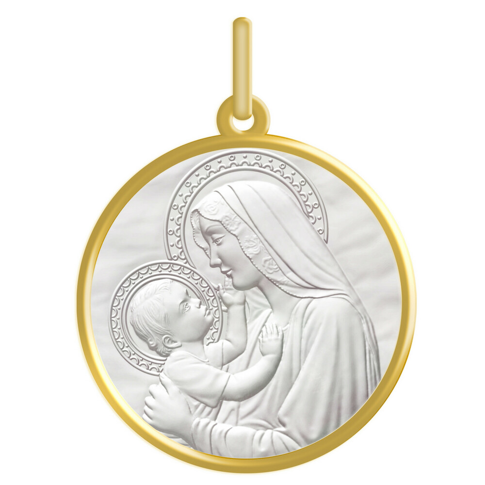Photo de Médaille Médaille Notre Dame de douceur - Or jaune 18ct & nacre
