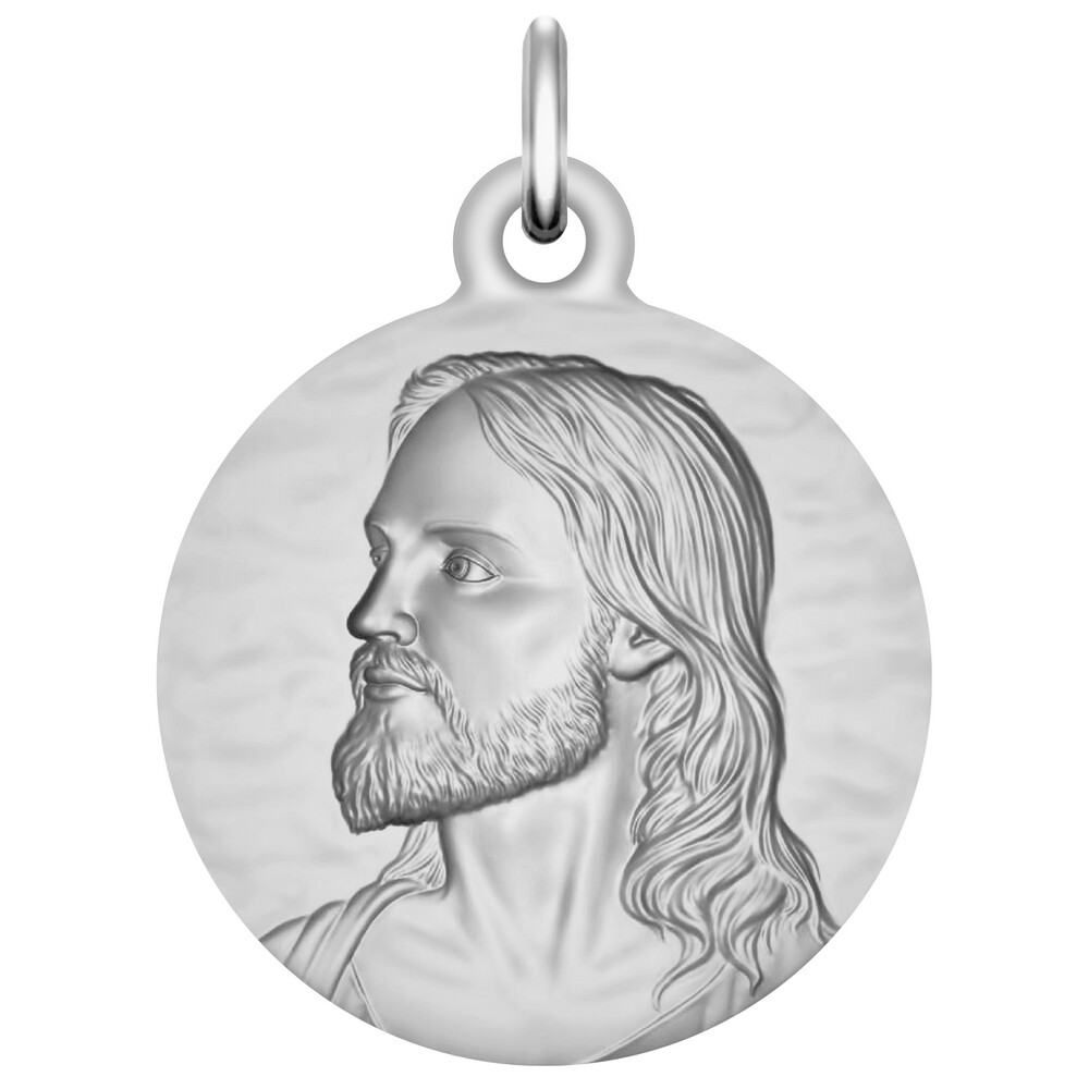 Photo de Médaille du Christ martelée - Argent Massif