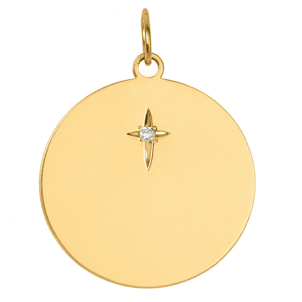 Photo de Médaille étoilée - diamant & or jaune 18ct