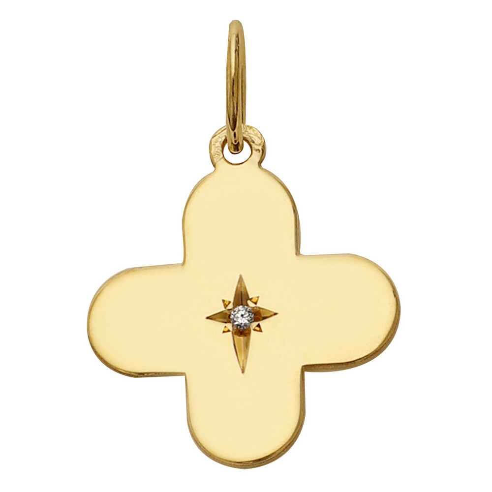 Photo de Pendentif croix étoilée - diamant & or jaune 18ct