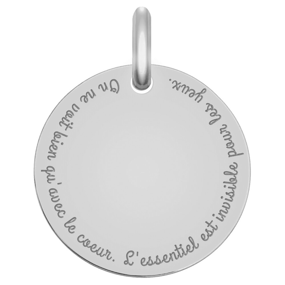 Photo de Médaille citation "Le Petit Prince" - Or blanc 9ct