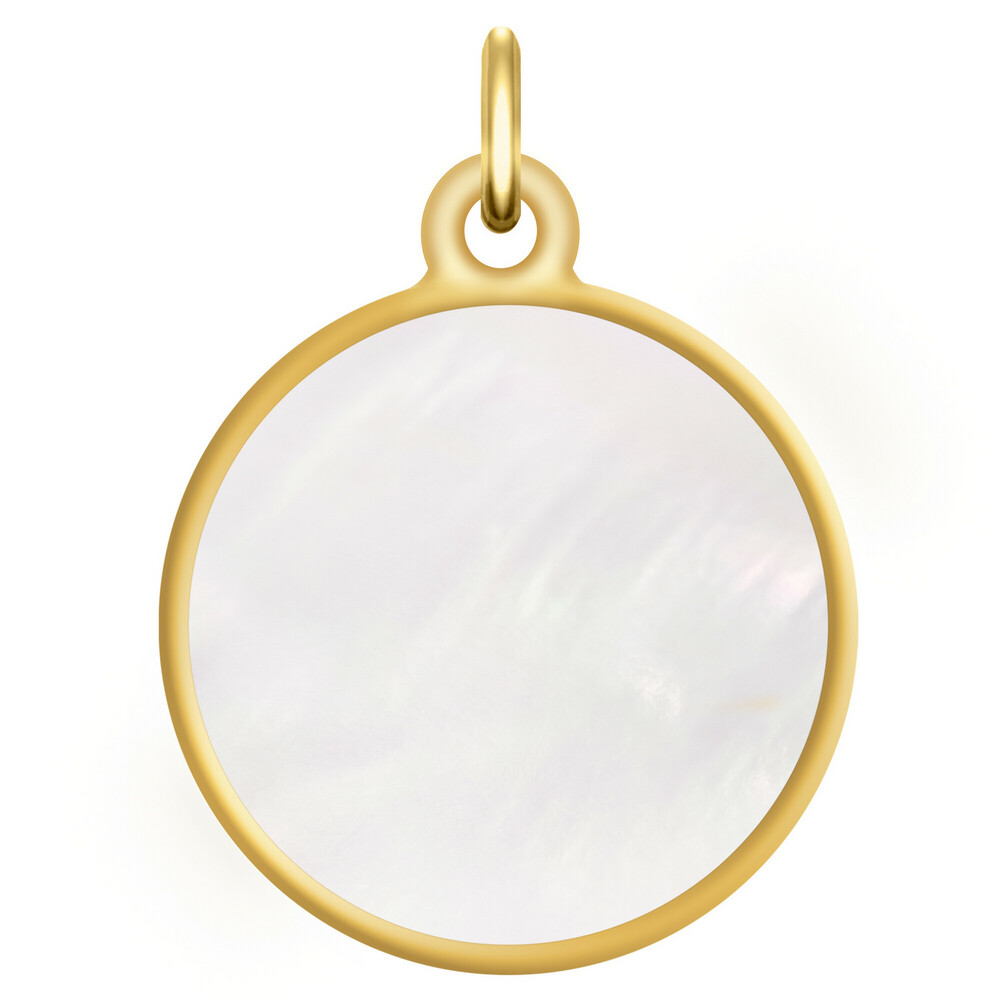 Photo de Médaille Vierge à l'enfant - Amour Maternel - Or jaune 18ct & nacre