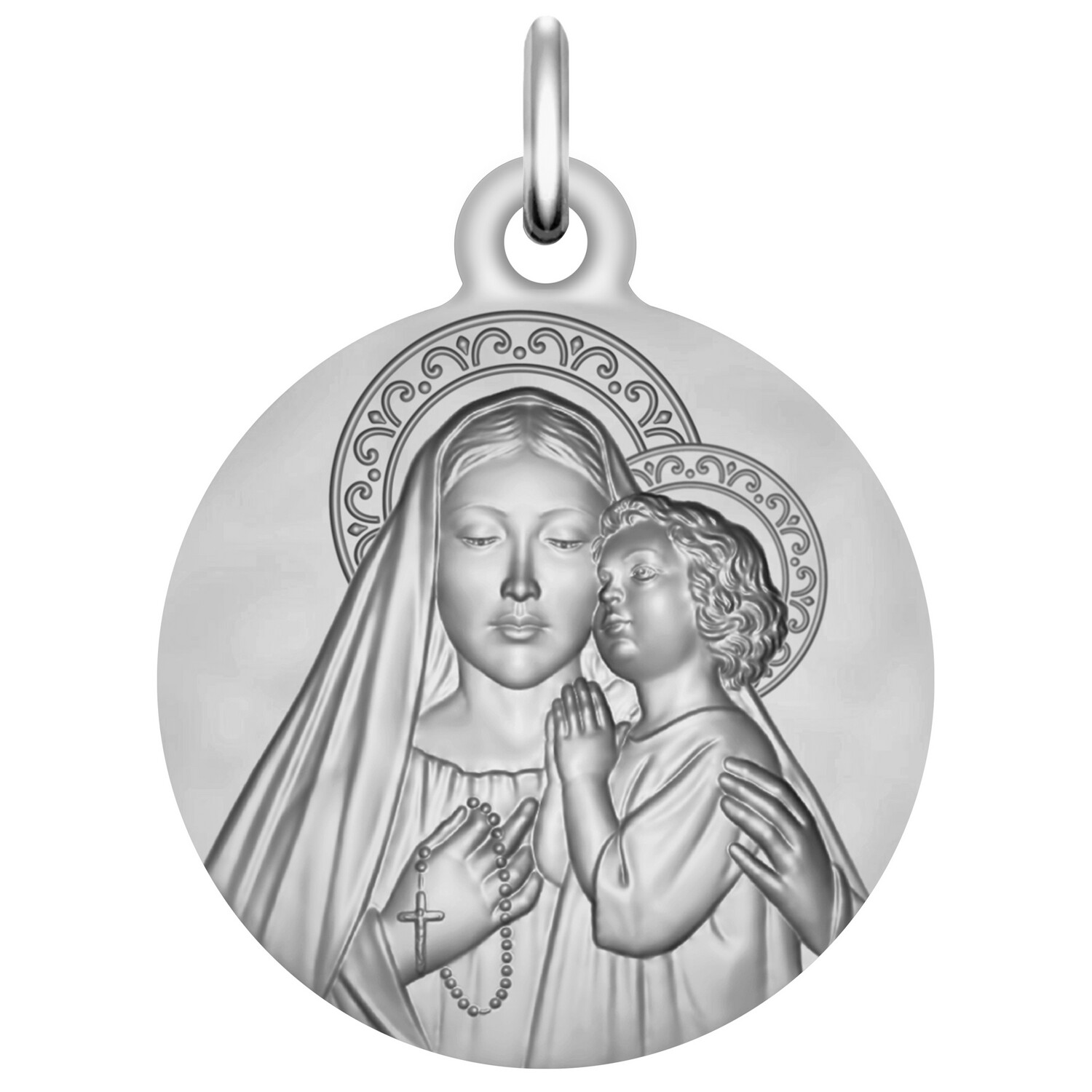 Médaille Notre Dame du Rosaire Argent massif · Maison de la Médaille