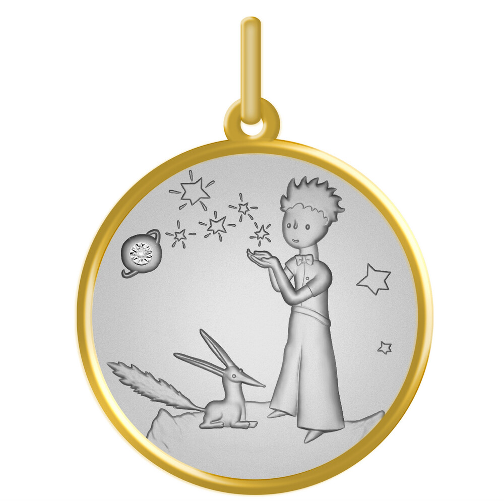 Photo de Médaille série limitée "Les 80 ans du Petit Prince"  - Or jaune & blanc 18ct & Diamant