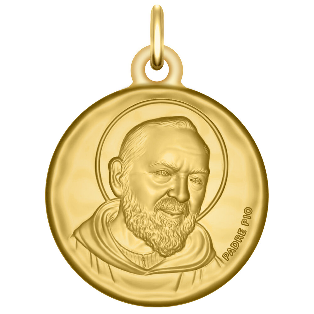 Photo de Médaille Saint Padre Pio  - Or jaune 18ct
