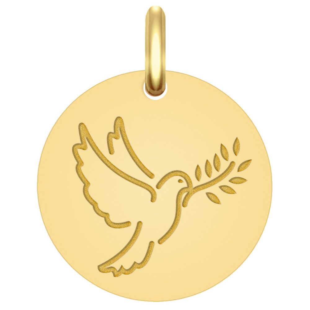 Photo de Médaille Colombe au rameau - Or jaune 9ct