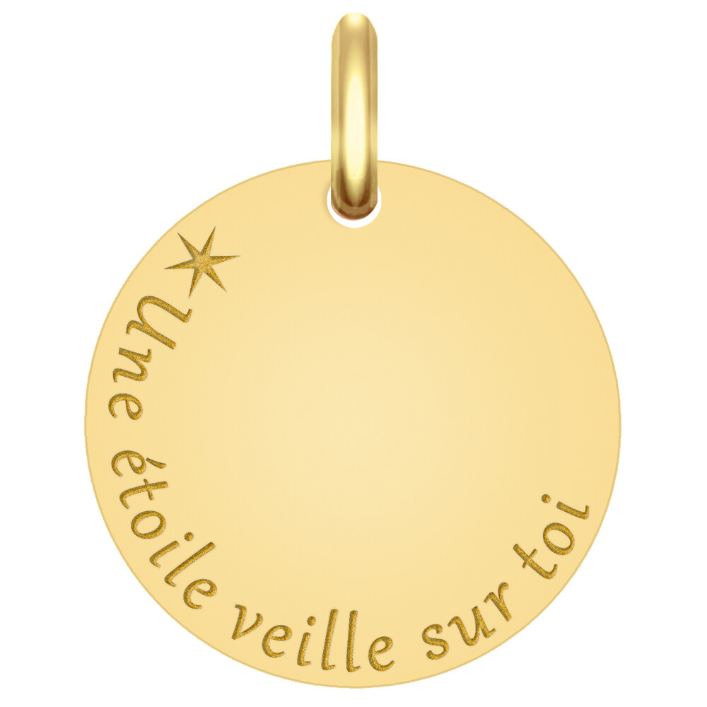 Médaille aux 3 étoiles, Or jaune, 15mm - Emanessence
