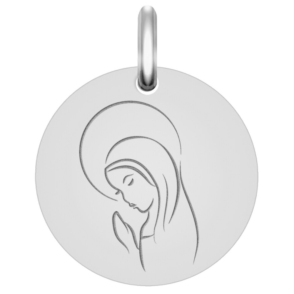 Photo de Médaille Vierge sérénité - Or blanc 9ct
