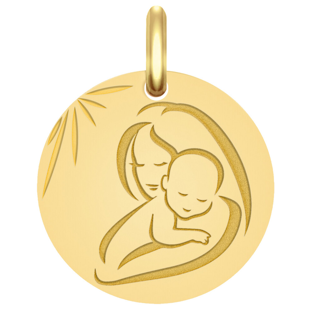 Photo de Médaille Vierge à l'enfant douceur - Or jaune 18ct