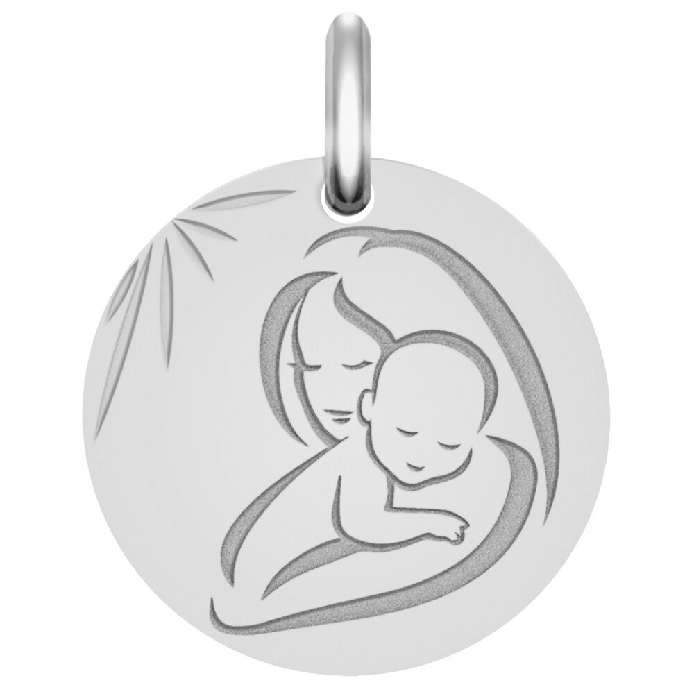 Photo de Médaille Vierge à l'enfant douceur - Argent massif