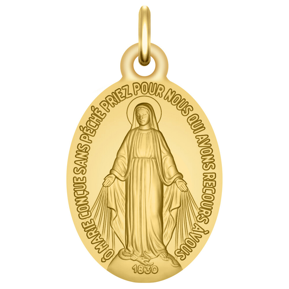 Photo de Médaille Vierge Miraculeuse personnalisable - Or jaune 9ct