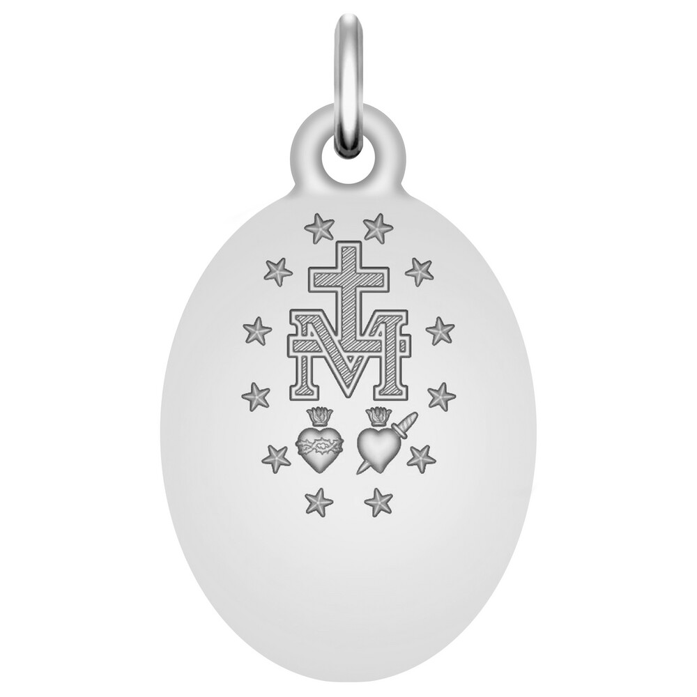 Photo de Médaille Vierge Miraculeuse personnalisable - Or blanc 18ct