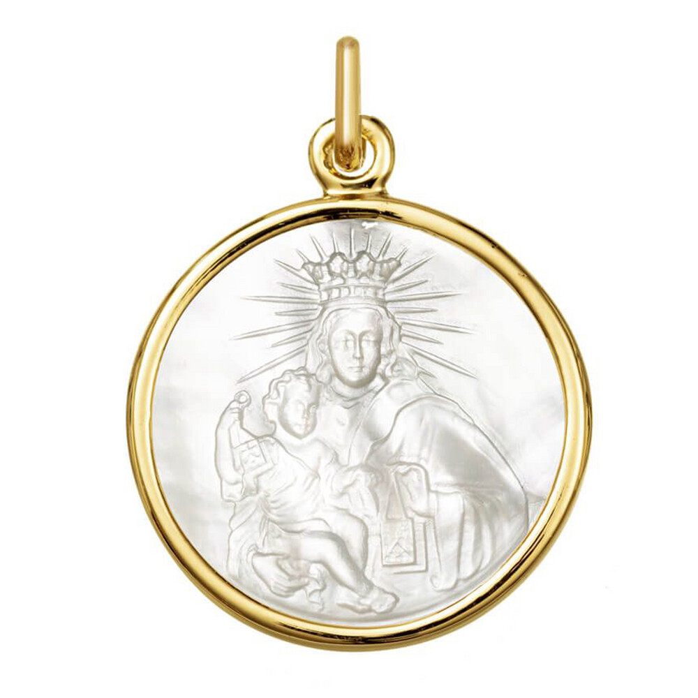 Photo de Médaille Vierge du Carmen - Or jaune 18ct & nacre