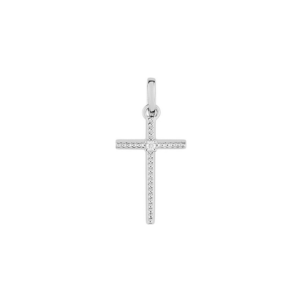 Photo de Croix plate diamants - Diamant & Or blanc 18ct