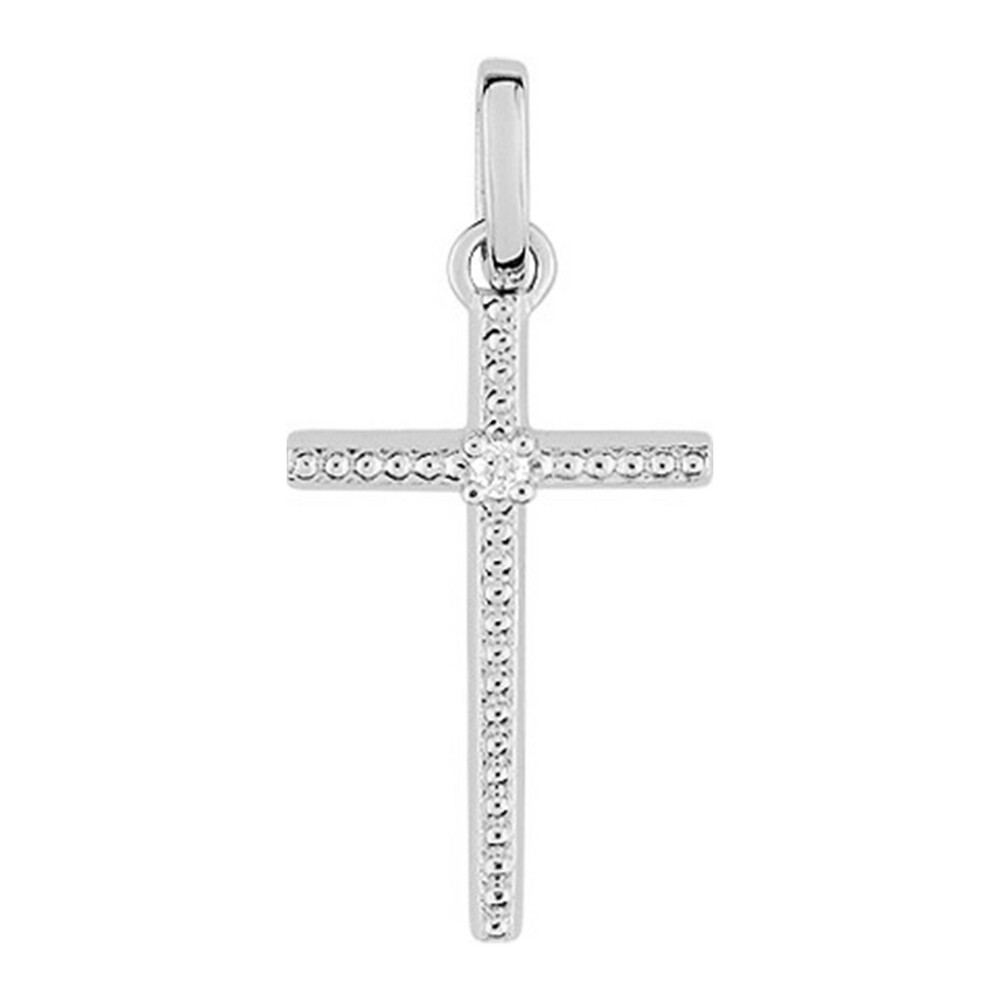 Photo de Croix plate diamants - Diamant & Or blanc 18ct