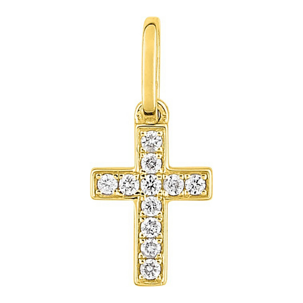 Photo de Croix plate diamantées - Or jaune 18ct & diamants