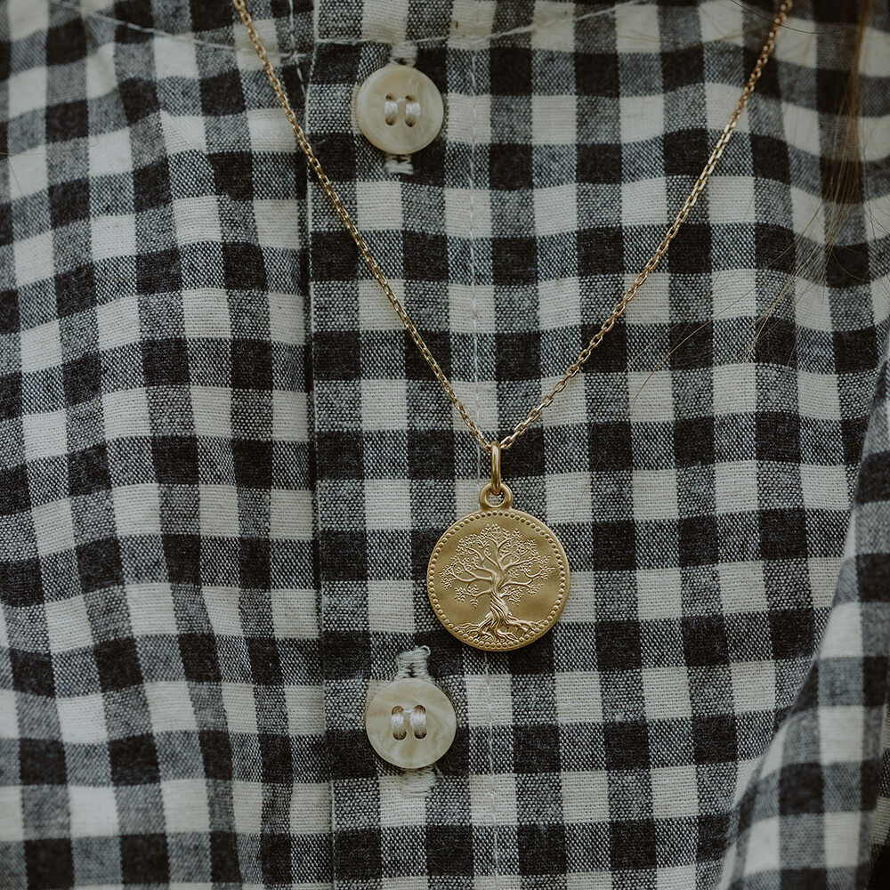 Photo de Médaille Arbre de vie perlée - Or jaune 18ct