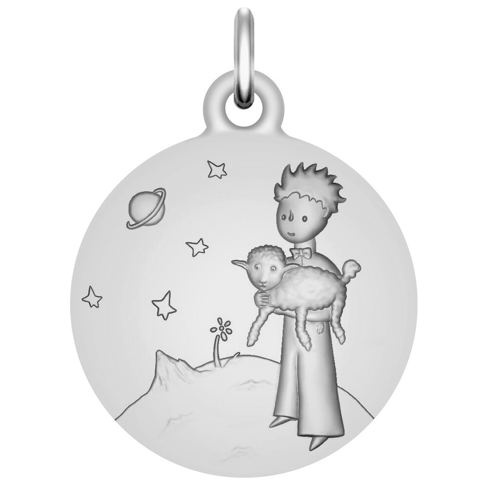 Photo de Médaille Petit Prince au mouton - Argent massif