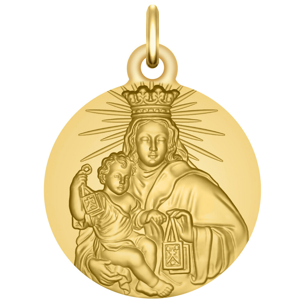 Photo de Médaille Scapulaire Vierge du Carmel - Sacré Coeur   - Or jaune 18ct