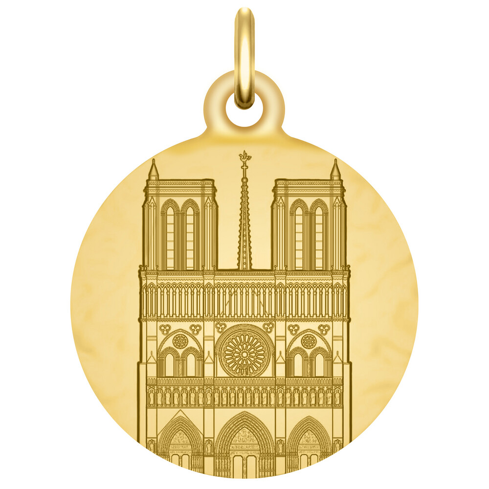 Photo de Médaille Rosace & Façade Notre-Dame de Paris - Argent massif doré