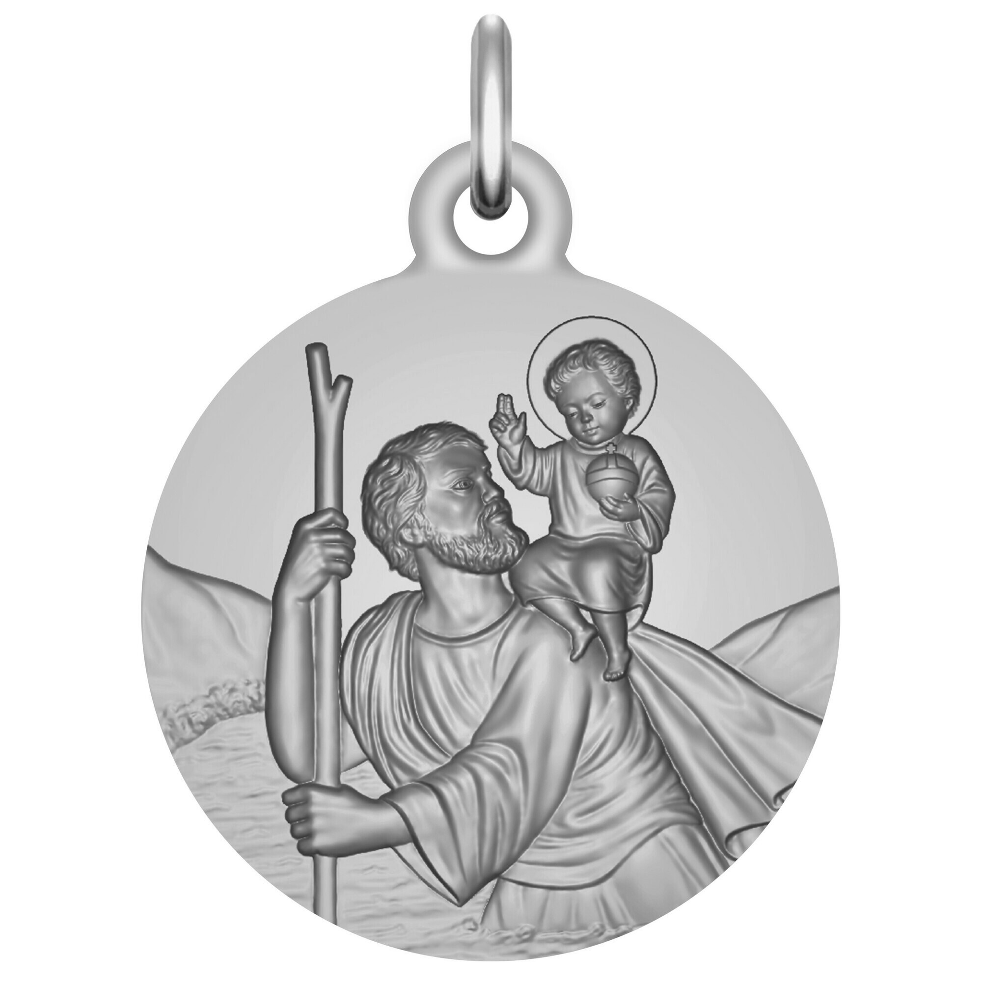 Chevalière Homme En Argent Massif - Motif Saint Christophe - Forme Ronde - Neuve Sous Emballage