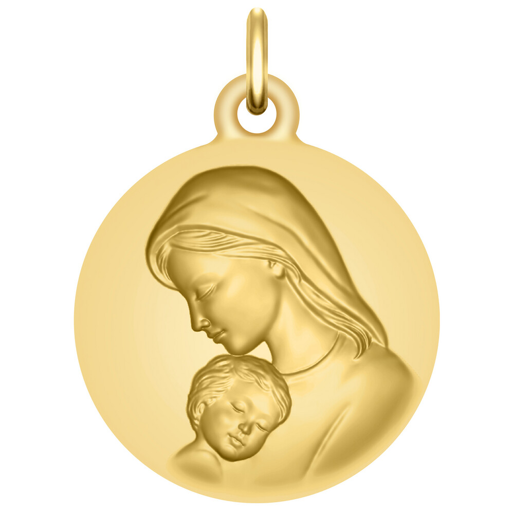 Photo de Médaille Vierge à l'enfant - Or jaune 9ct