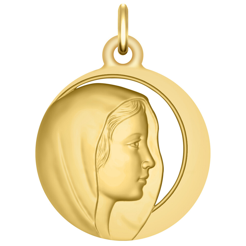 Photo de Médaille Vierge de profil ajourée - Or jaune 18ct