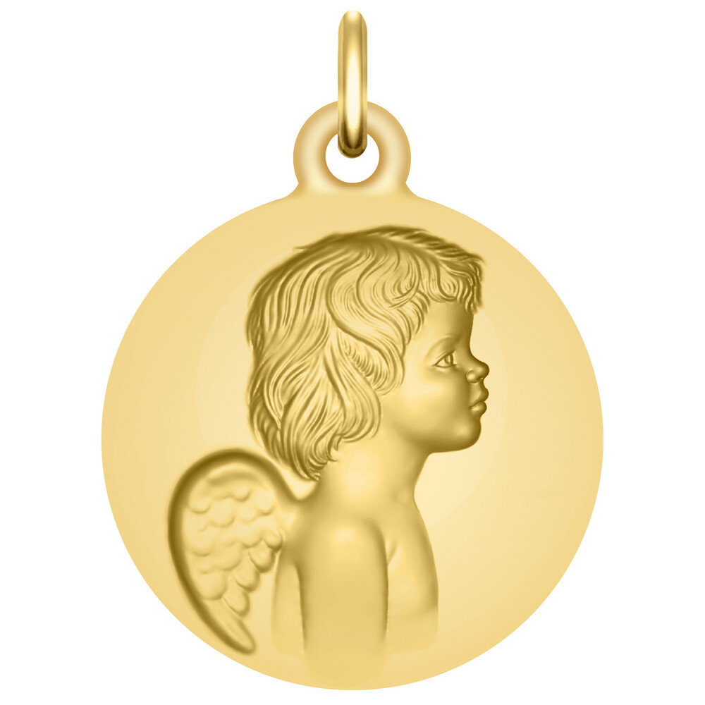 Photo de Médaille ange de profil - Or jaune 9ct