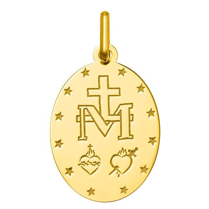 Photo de Médaille Vierge miraculeuse moderne - Or jaune 18ct