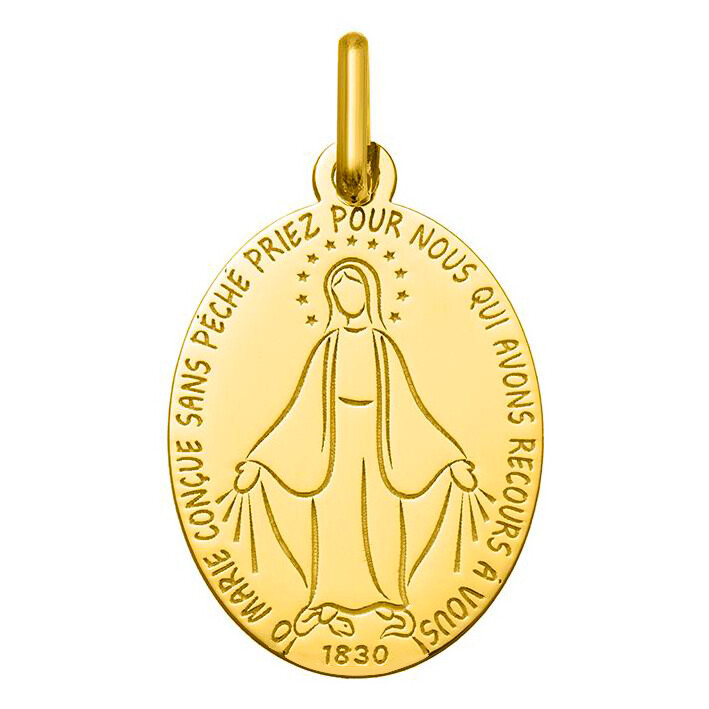 Photo de Médaille Vierge miraculeuse moderne - Or jaune 18ct