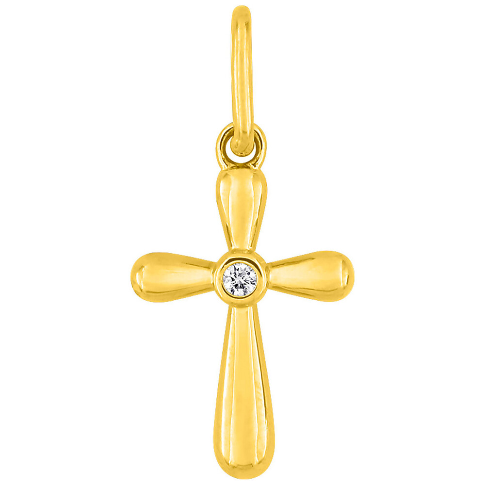 Photo de Croix bombée - Or jaune 9ct & diamant