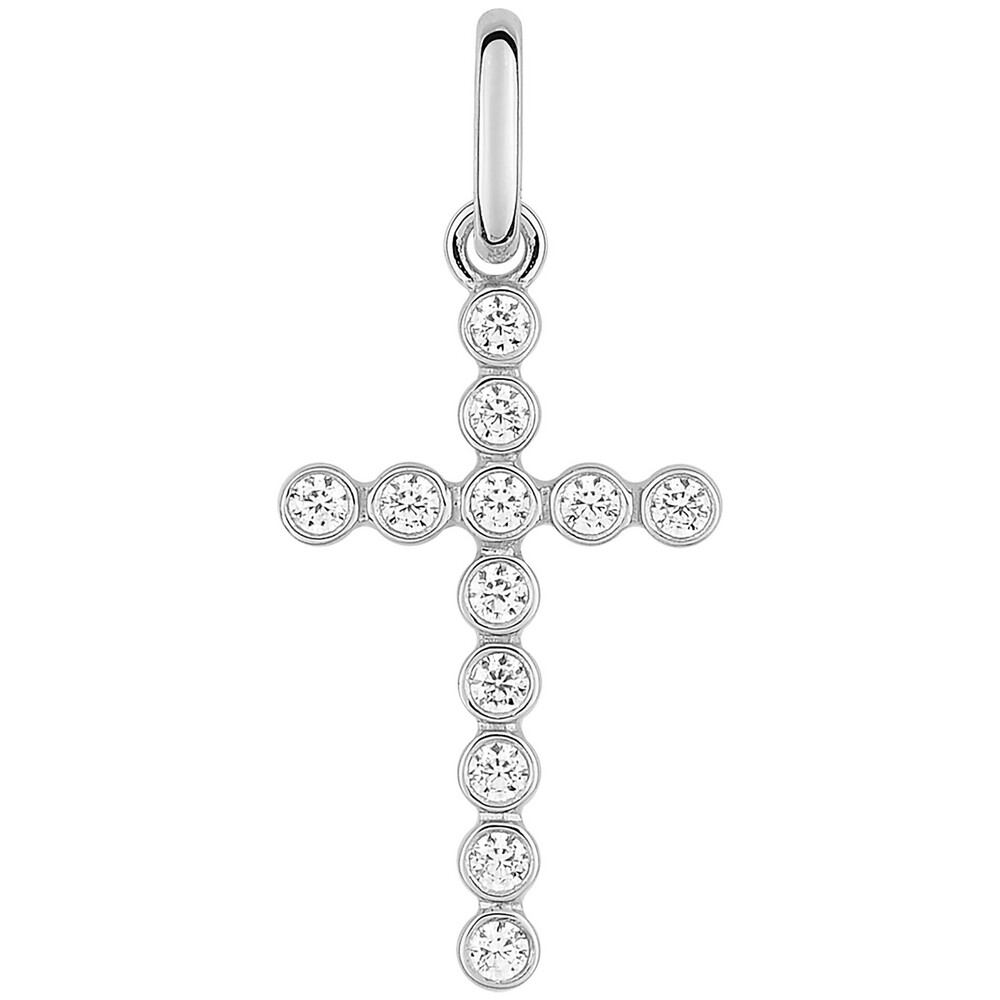Photo de Médaille croix & oxydes - Or blanc 9ct