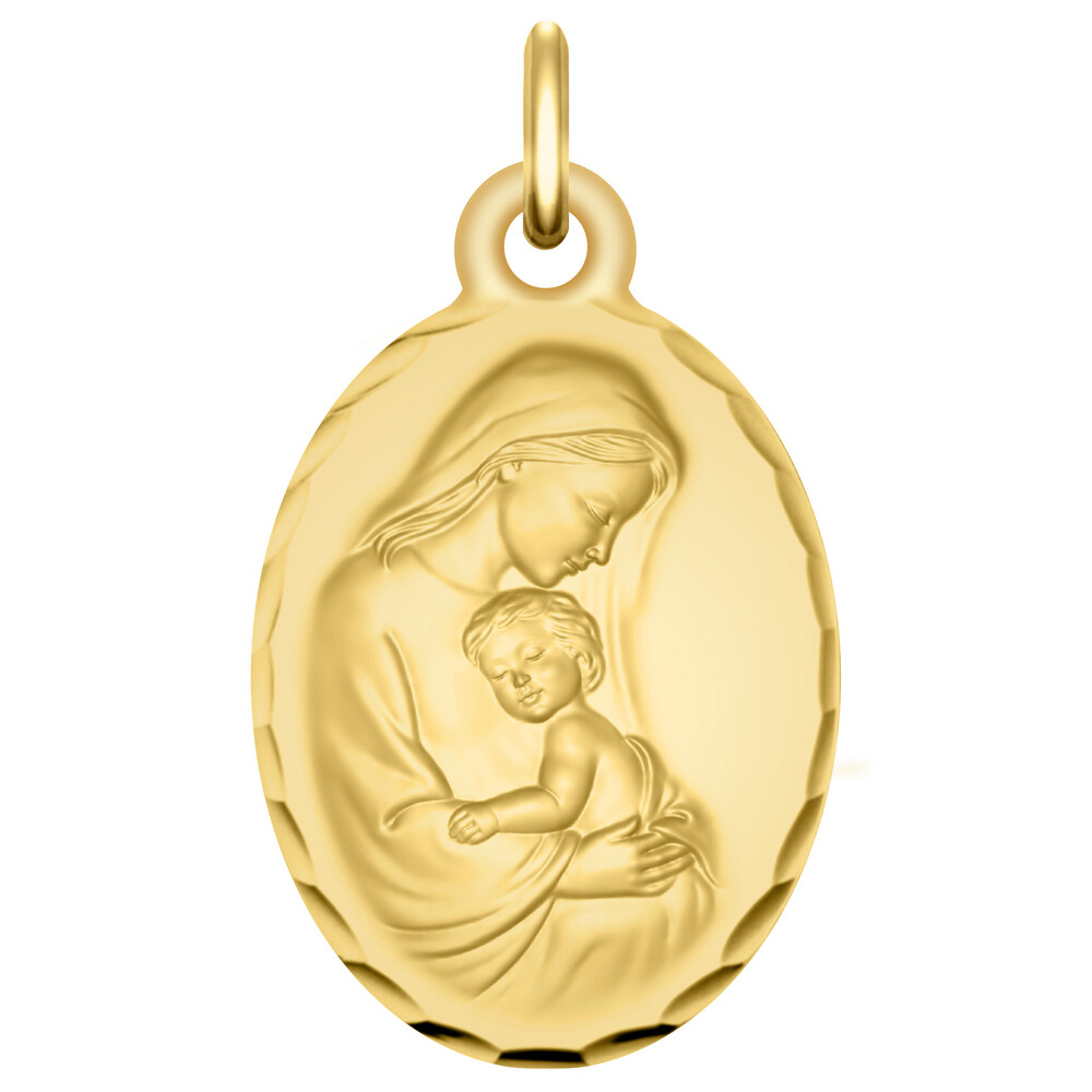 Photo de Médaille Vierge à l'enfant douceur - Or jaune 9ct