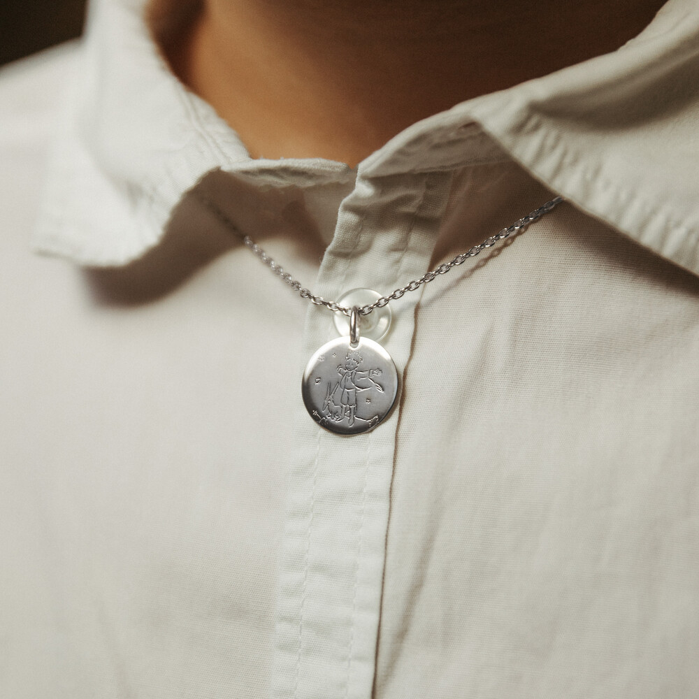 Photo de Médaille Petit Prince au vent  - Or blanc 9ct