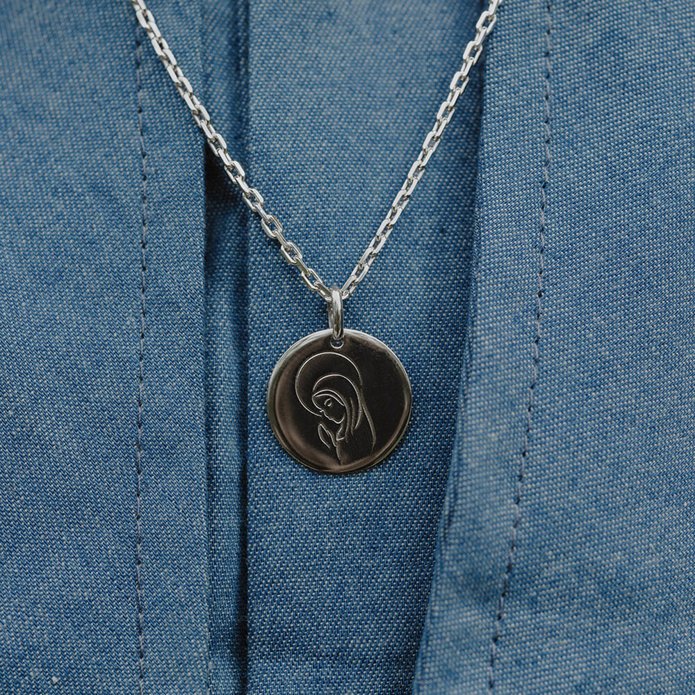 Photo de Médaille Vierge sérénité - Or blanc 18ct