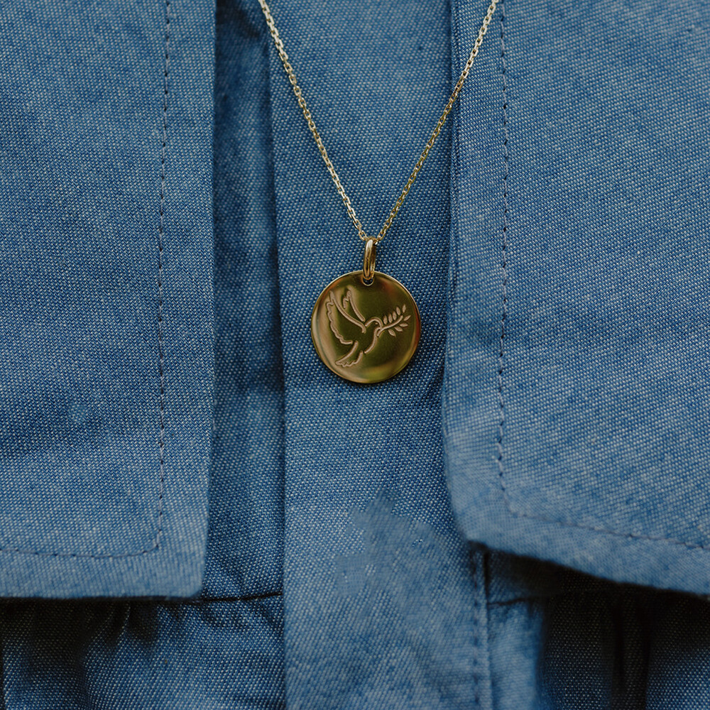 Photo de Médaille Colombe au rameau - Or jaune 9ct