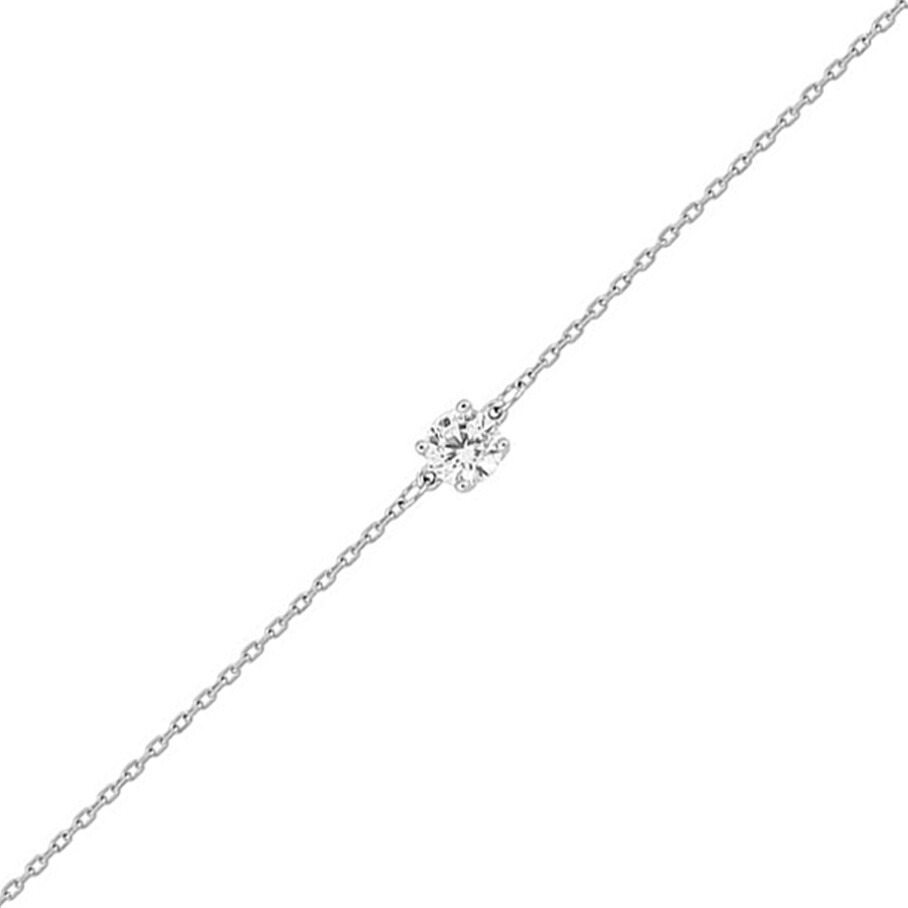 Photo de Bracelet oxyde serti griffes - Or blanc 9ct